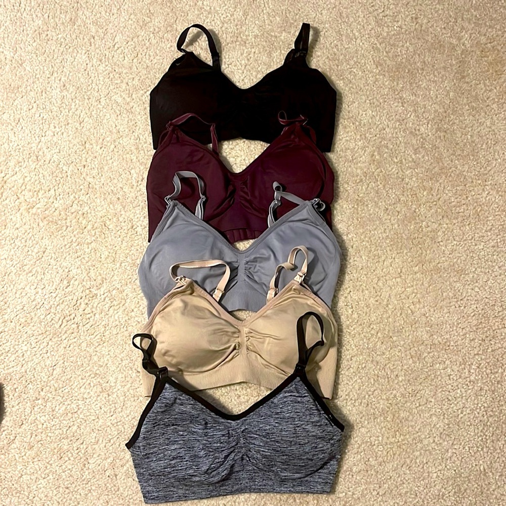 Padded nursing bras-Black, Maroon, Gray, Nude, Heather Gray-Large